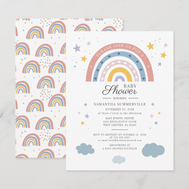 Guión de agua del arcoiris del Boho Baby Shower (Anverso / Reverso)
