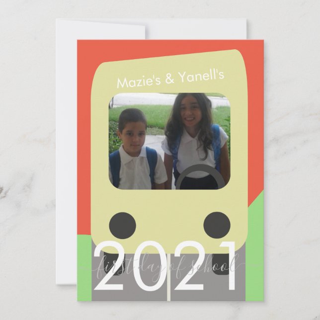 Guión de autobús del primer día de clases Tarjeta  (Anverso)