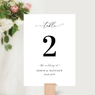 Guión de Boda Elegante Caligrafía Número de Mesa