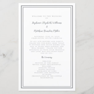 Guión de Boda Gris y Blanco Programa de Ceremonia 
