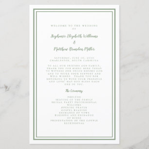 Guión de Boda Programa de Ceremonia Moderno Verde