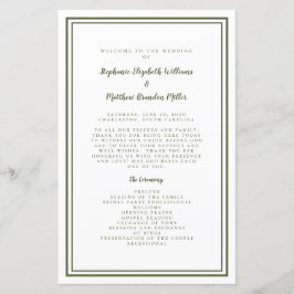 Guión de Boda Programa de Ceremonia Moderno Verde 