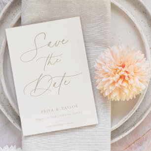 Guión De Boho Beige Guardar Tarjeta De Fotos De Fe