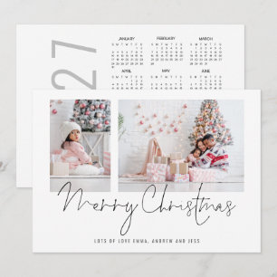 Guión de calendario 2027 con 2 fotos Feliz Navidad