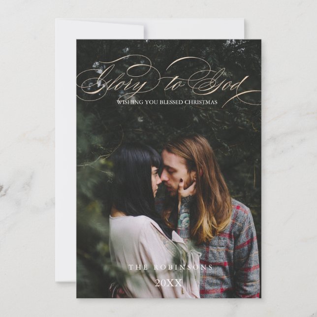 Guión de caligrafía Gloria a Dios Navidad Foto (Anverso)