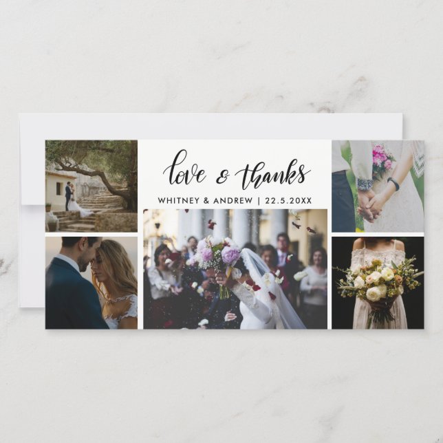 Guión de cinco fotos de boda Amor y agradecimiento (Anverso)
