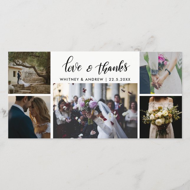 Guión de cinco fotos de boda Amor y agradecimiento (Anverso)