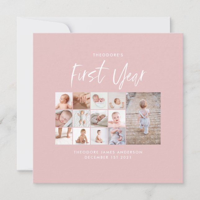 Guión de collage de fotos de bebés de primer año d (Anverso)