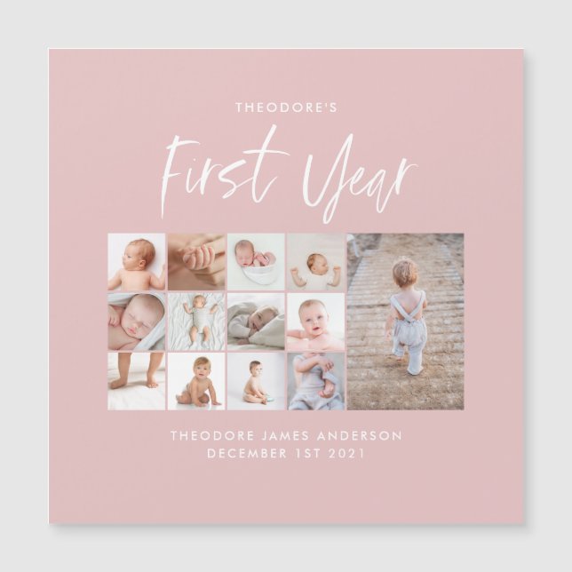 Guión de collage de fotos de bebés de primer año d (Anverso)