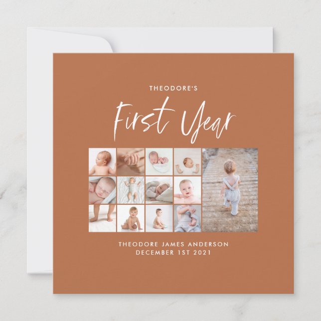 Guión de collage de fotos de bebés de primer año t (Anverso)