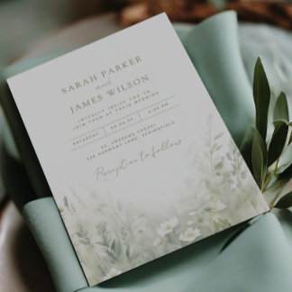 Guión de color de agua boda de invitaciones verdes