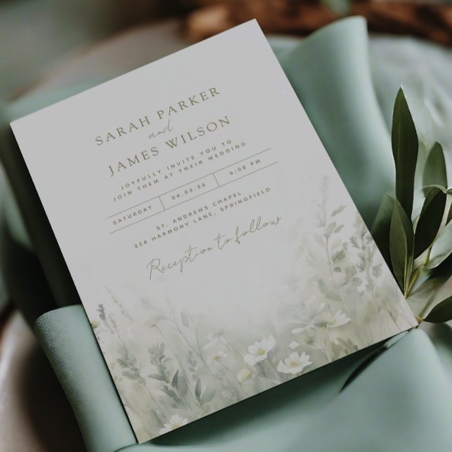 Guión de color de agua boda de invitaciones verdes (Subido por el creador)