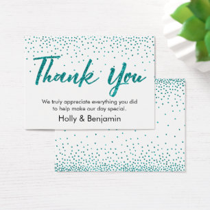 Guión de Confetti verde azulado Gracias Tarjeta De