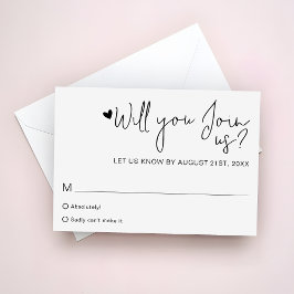 Guion de Corazón Minimalista para RSVP de Boda Con