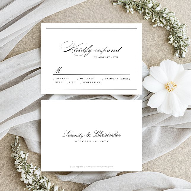 Guión de elegancia clásica Boda simple RSVP (Classic Elegance Script Simple wedding RSVP)