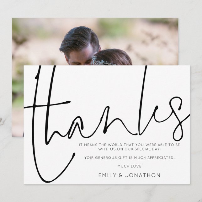 Guión de escritura a mano con estilo Gracias Foto (Anverso / Reverso)