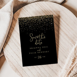 Guión de Fancy de Confetti Gold Guardar postal de 