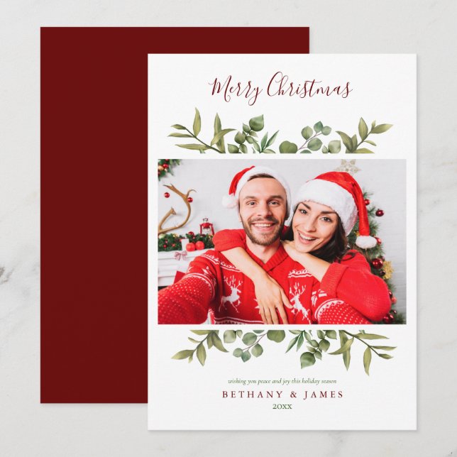 Guión de Feliz Navidad con Verdor para Foto de Par (Anverso / Reverso)