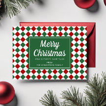 Guión de Feliz Navidad Foto Rojo Verde Cuadros
