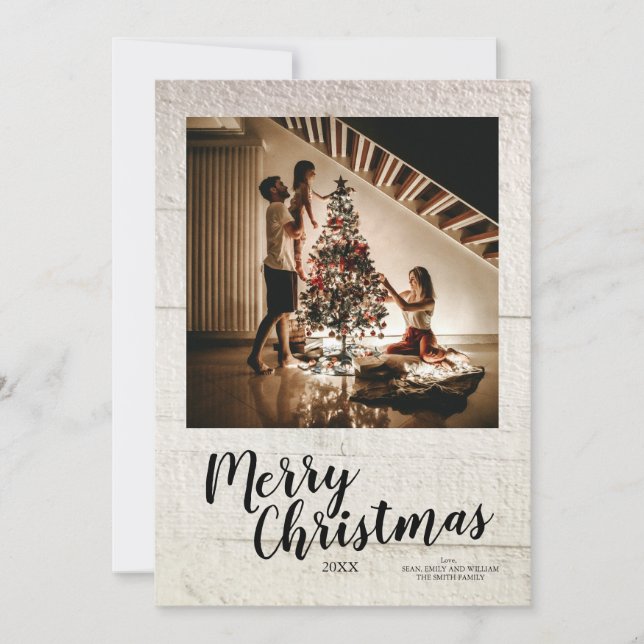 Guión de Feliz Navidad Madera Blanca Personalizada (Anverso)