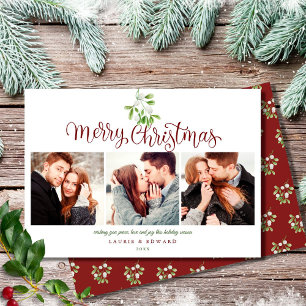 Guión de Feliz Navidad Muérdago 3 Fotos Parejas