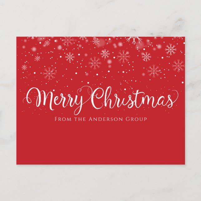 Guión de Feliz Navidad Nieve Negocio Rojo (Anverso)