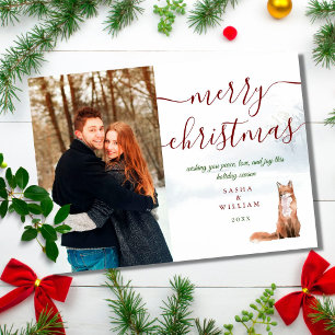 Guión de Feliz Navidad Pareja de zorro de invierno