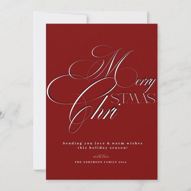 Guión de Feliz Navidad Rojo Mínimo Vacaciones  (Anverso)