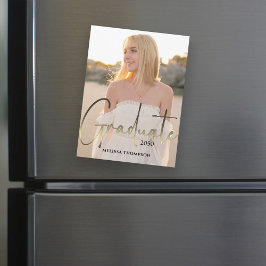 Guión de graduado de oro Foto negra Magnética simp