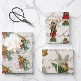 Guión de hojas de Navidades antiguos ángeles