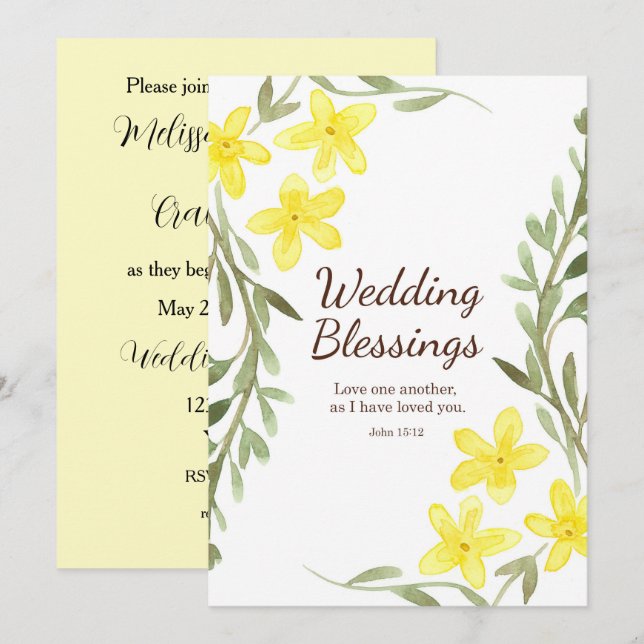 Guión de invitación a la boda Juan 15 12 Cristiano (Anverso / Reverso)