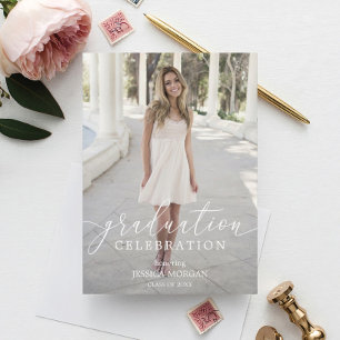 Guión de invitación de fiesta de graduación con fo