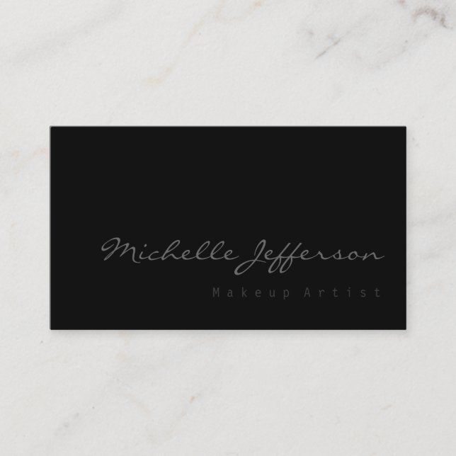 Guión de maquillaje Tarjeta de visita gris negra (Anverso)