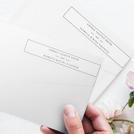 Guión de Marco Elegante Etiqueta de Boda en Blanco