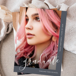 Guión de moda Dos Invitación de Graduación Azul Fo