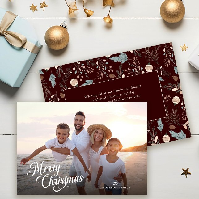 Guión de Navidad Foto Completa Boho Verdor Mensaje (Subido por el creador)