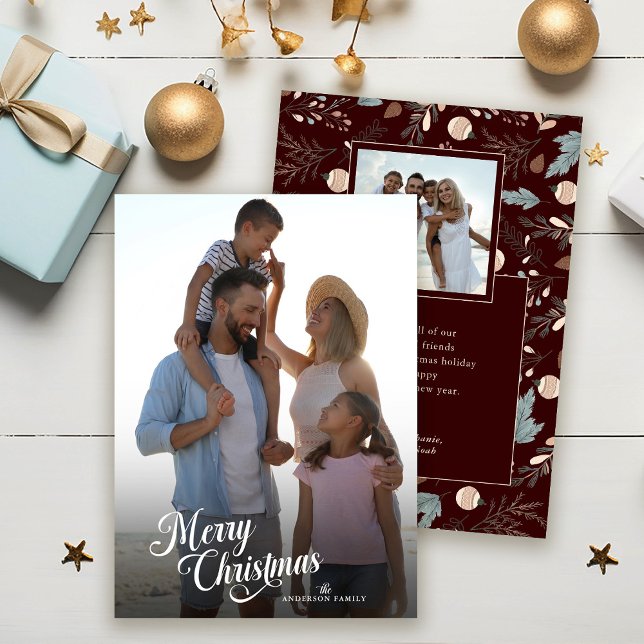 Guión de Navidad Foto Completa Boho Verdor Mensaje (Subido por el creador)
