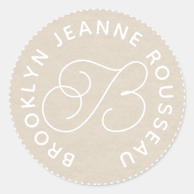 Guión de nombre de monograma Sellos para sobres de (Anverso)