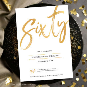 Guión de oro blanco Sesenta invitaciones de cumple