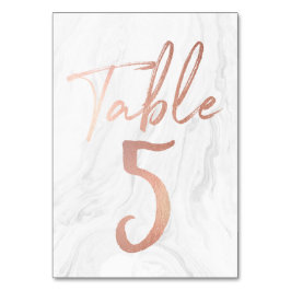 Guión de oro de mármol y Rosa | Tarjeta de número 