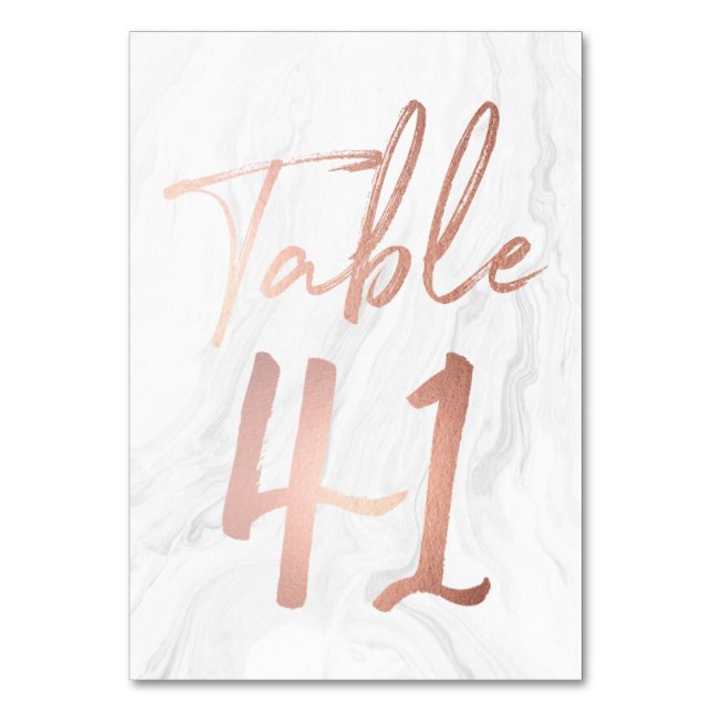 Guión de oro de mármol y Rosa | Tarjeta de número  (Anverso)