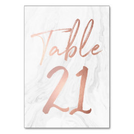 Guión de oro de mármol y Rosa | Tarjeta de número 