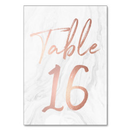 Guión de oro de mármol y Rosa | Tarjeta de número 