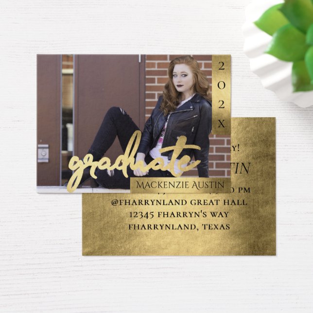 Guión de oro para graduados | Elegante Invitación  (Escritorio)