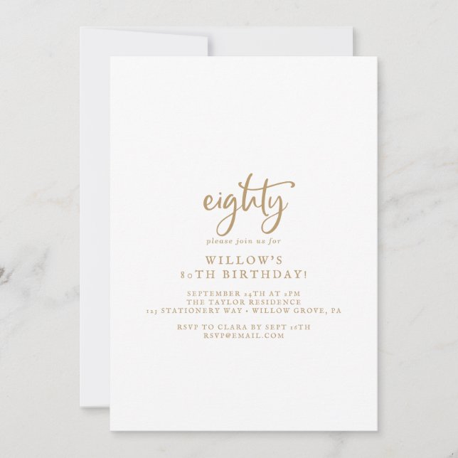 Guión de oro ruso Invitación a la fiesta de cumple (Anverso)