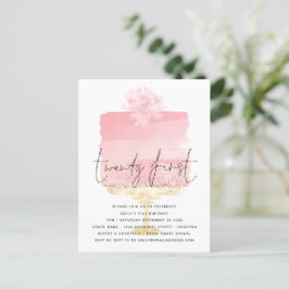 Guión de pastel rosado moderno Invitación a los 21