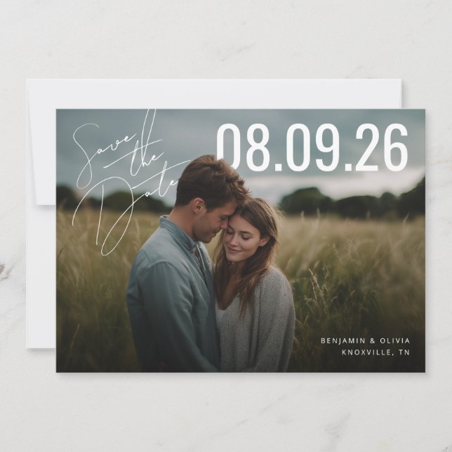Guión de PhotoPop para Anuncio de Fecha de Boda  (Anverso)