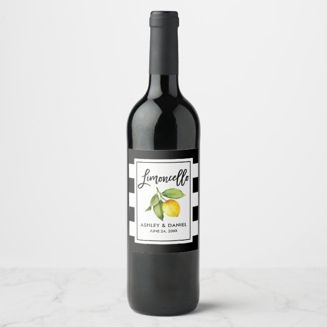 Guión de pincel Etiquetas de limón de Limoncello a (Anverso)