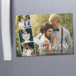 Guión de pincel moderno 4 Fotografía Magnética Gua<br><div class="desc">Guión de Pincel Moderno Guardar Nuestra Pareja De Compromiso De Fecha 4 Tarjeta De Magnet De Fotografía - Guión Blanco</div>