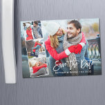 Guión De Pincel Moderno 4 Fotos Magnético Guardar<br><div class="desc">Guión De Pincel Moderno Guardar La Pareja De Compromiso De Fechas 4 Tarjeta De Magnet De Fotografía - Guión Blanco</div>